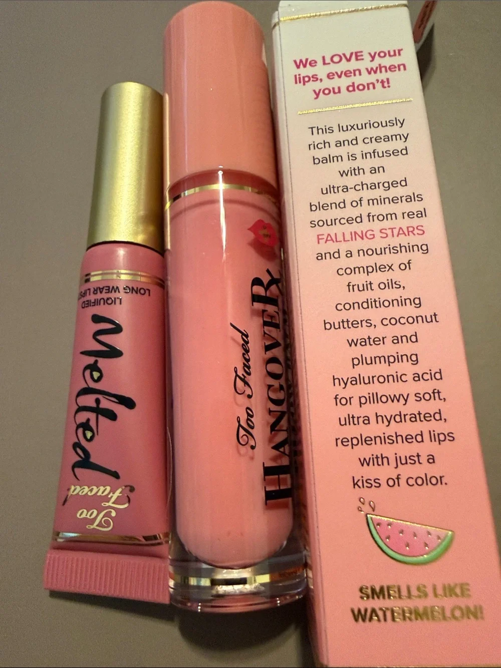 Too Faced Hangover Rx Pillow Balm Lip Treatment — Watermelon Kiss Pink